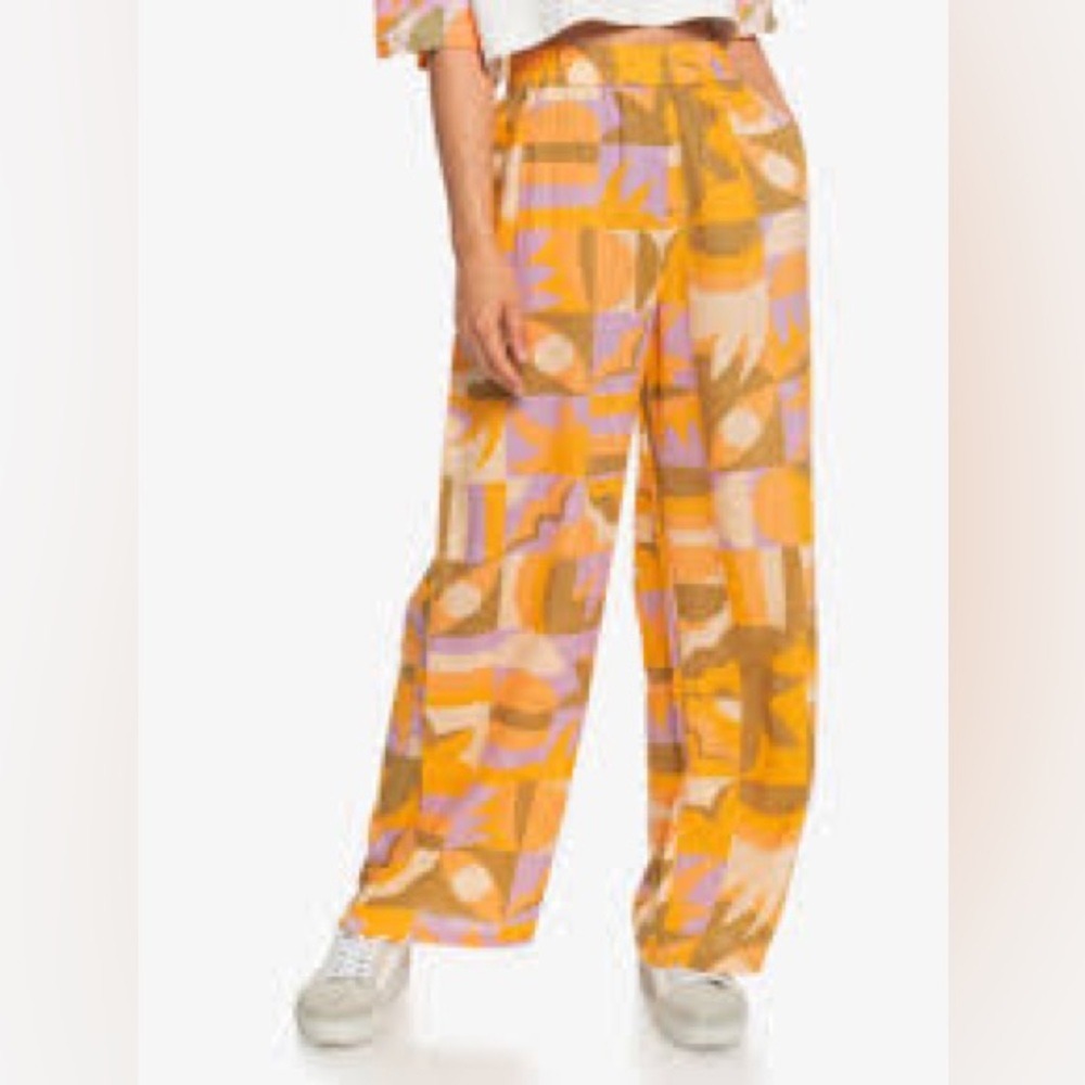 Women's Wide-Leg Printed Pants - Orange & Pink